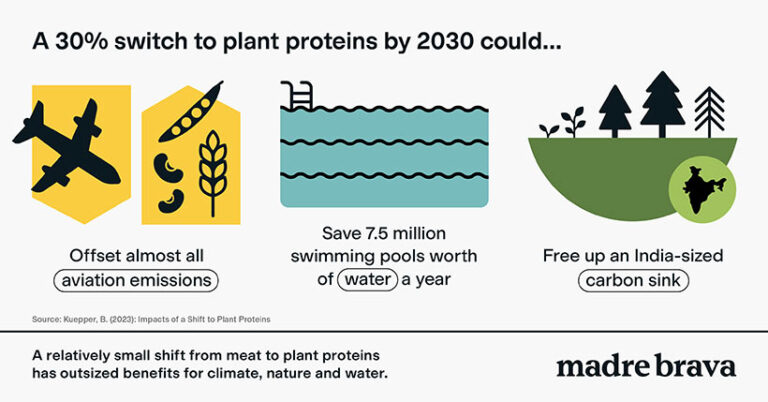 Switching just 30% of meat currently consumed to plant-based proteins would have vast environmental benefits. Image © Madre Brava