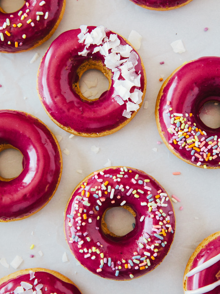 Vegan Blueberry Glazed Earl Grey Doughnuts