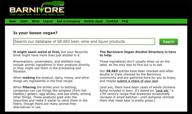 Barnivore is an essential resource for anyone looking for vegan-friendly alcoholic beverages. Photo © Barnivore