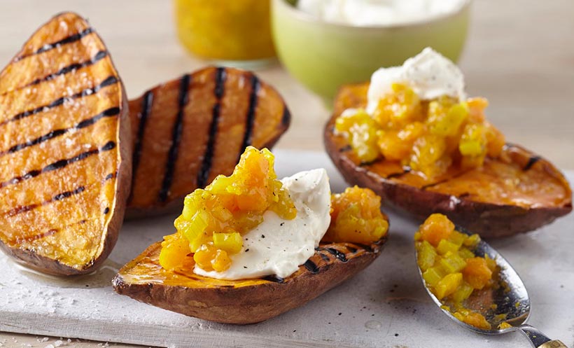 Vegan BBQ Sweet Potato with Spicy Chutney