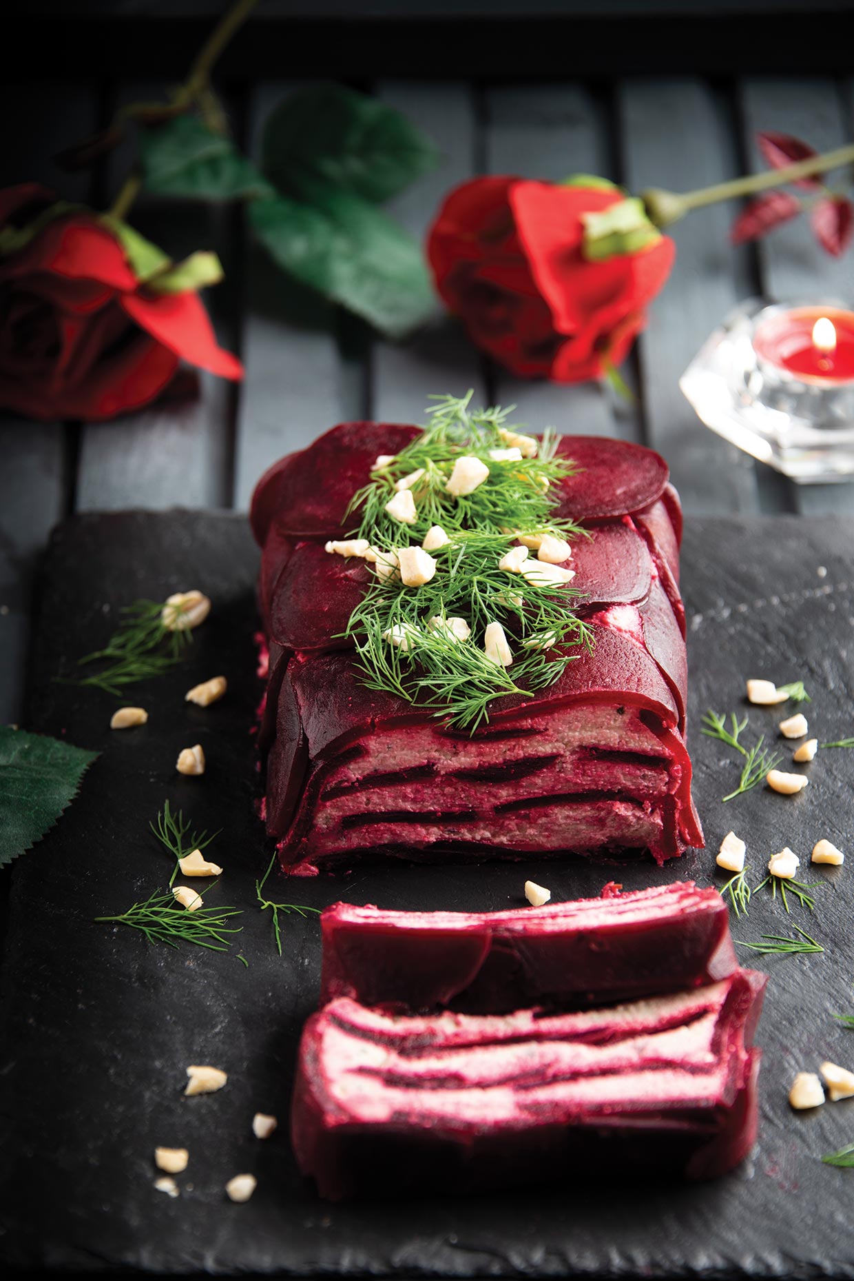 Vegan Beetroot and Thyme Cream Cheese Terrine