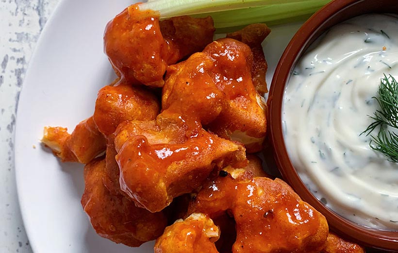 Buffalo Cauliflower Wings and Ranch Mayonnaise 