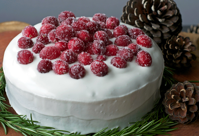 Vegan Christmas Cake with Crystalised Cranberries