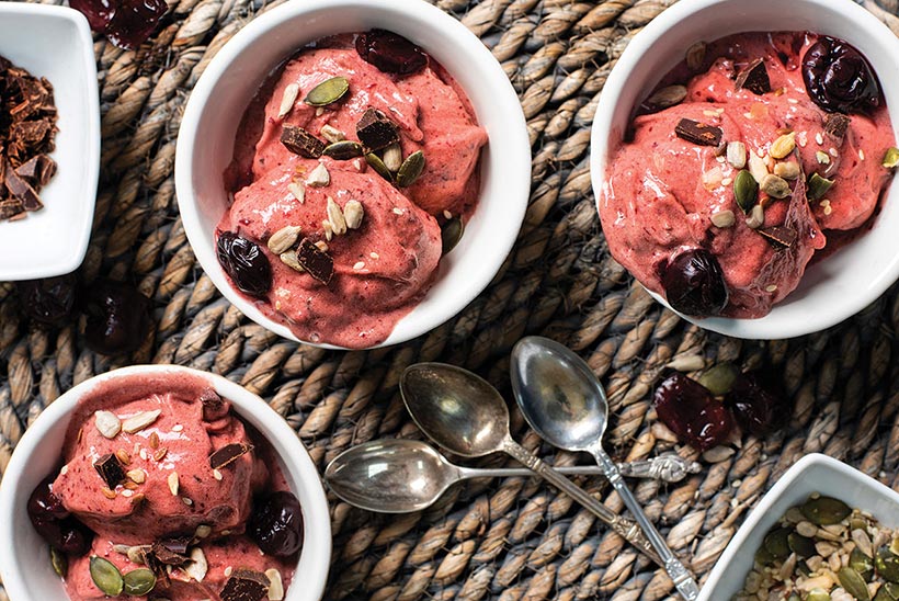 Healthy Chocolate Cherry Ice Cream - healthy vegan desserts