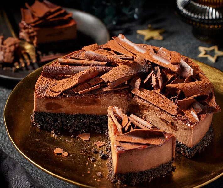 Sainsbury's Chocolate Cookie Torte is a chocolate lovers dream with its cookie crumb base and velvety smooth topping. Photo © Sainsbury's