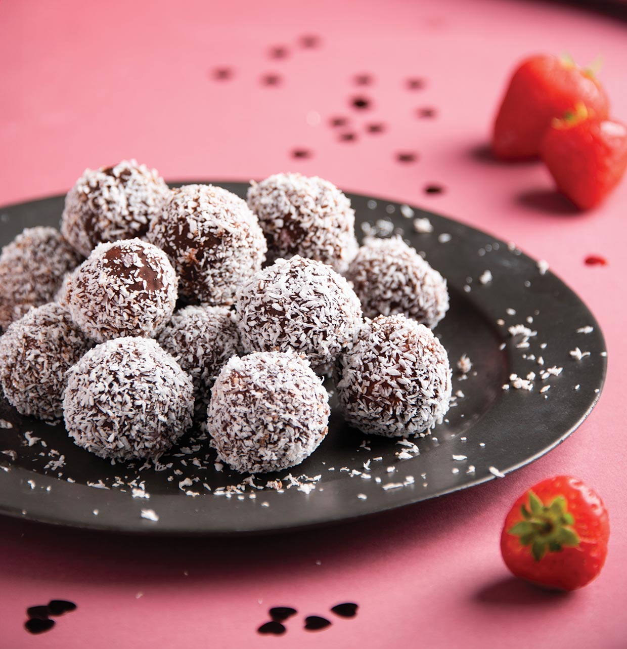 Sweep your sweetheart off their feet with a batch of these vegan chocolate-covered strawberry truffles