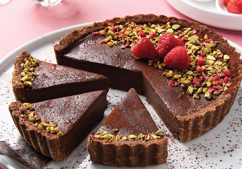 Chocolate and Maca Tart with Pistachio Base