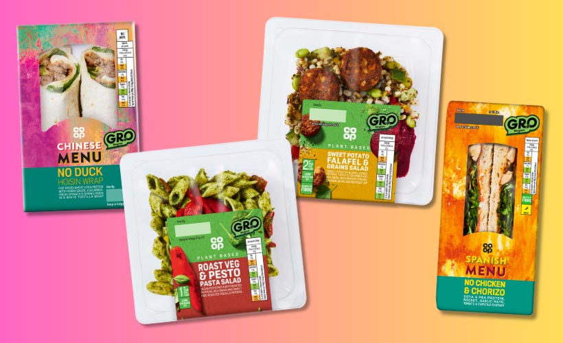 A selection of products in the Co-op Plant-Based Gro Range for Veganuary