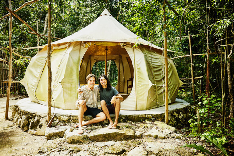 Camping - or glamping - is a great option for an ethical holiday. Image © 	Thomas Barwick via Getty Images