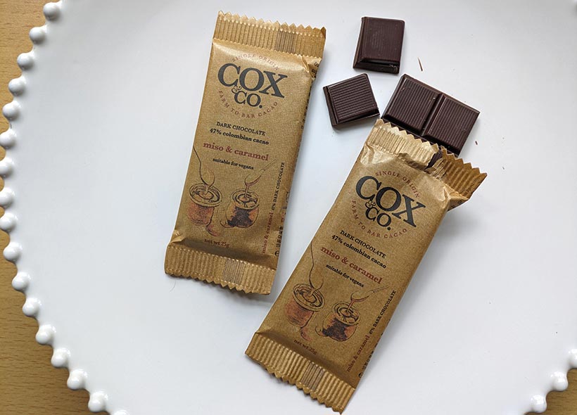 Cox & Co Miso and Caramel Dark Chocolate Bars