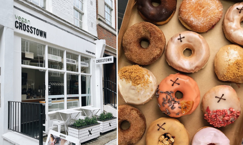 Crosstown Marylebone exterior and photo of doughnuts