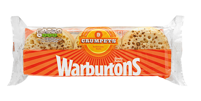 Warburtons crumpets Perfect with sweet or savoury spreads at any time of day! £1.25 for a pack of 9 at most supermarkets