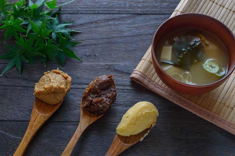 Miso paste can be red, white, or a mix of the two and different kinds suit different recipes. Photo © TatayaKudo via Getty Images