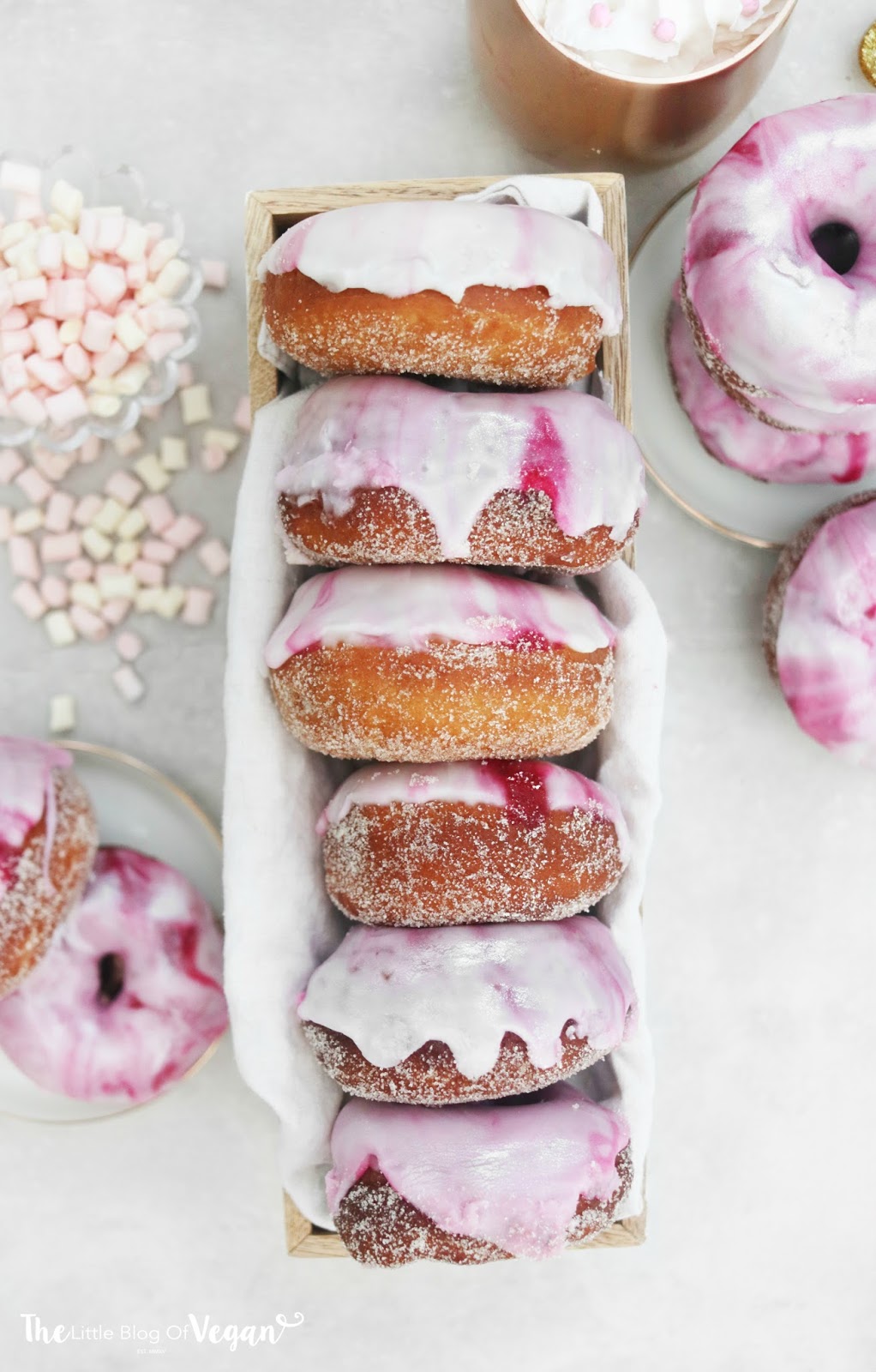 Vegan Strawberry Marble Doughnuts