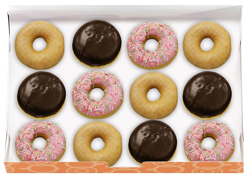 A box of vegan donuts from Dunkin Donuts