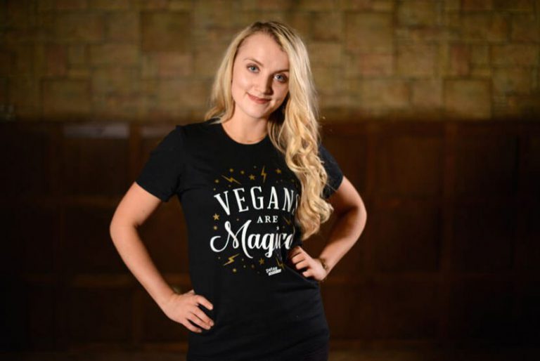 Evanna Lynch wears 'Vegans are Magic' T-shirt - vegan celebrities