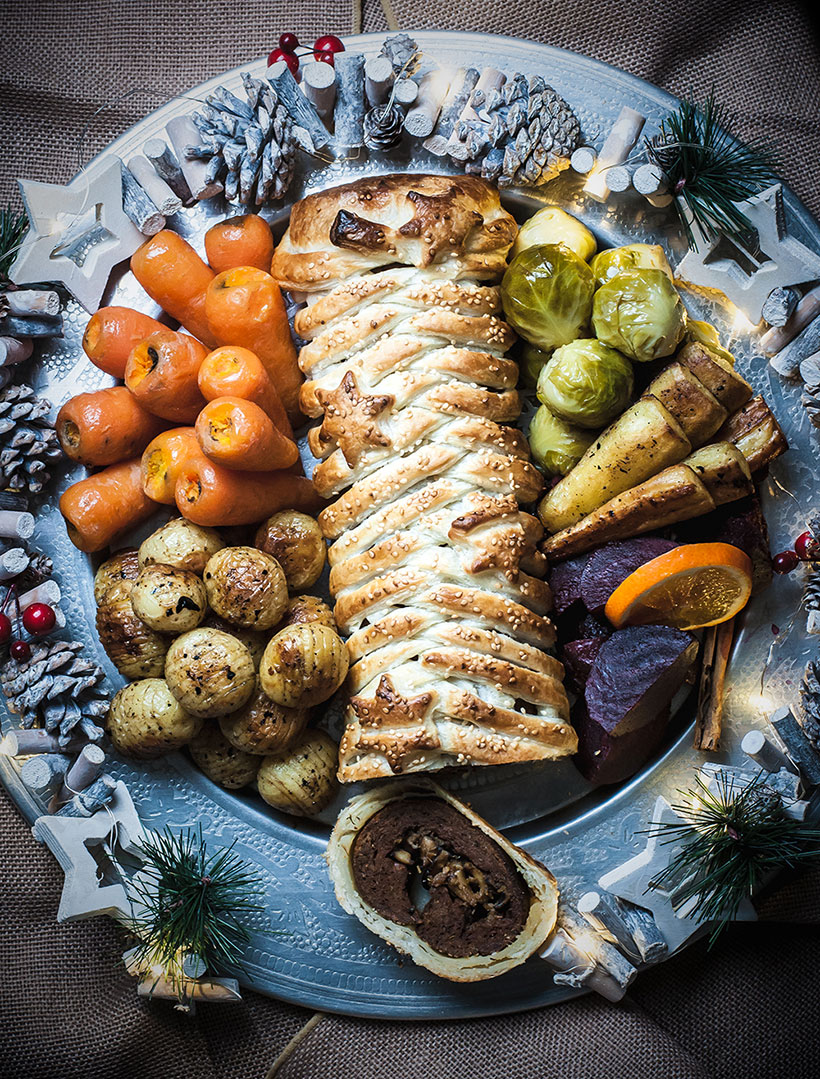 Festive Shiitake Stuffed Seitan Wellington