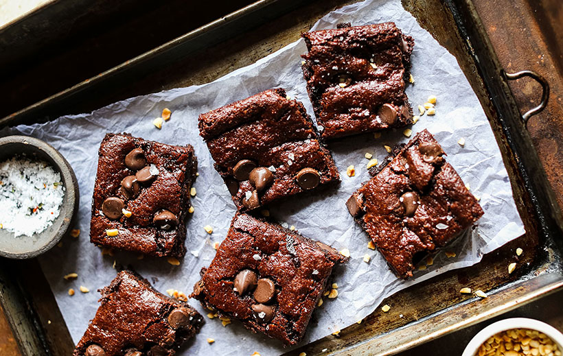 A tray of Flourless Vegan Mince Pie Brownies