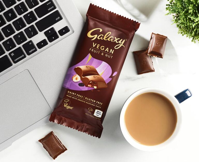 Galaxy's Vegan Fruit and Nut will be available in Morrisons from January 22 and is made with hazelnut paste for a creamy texture. Photo © Galaxy 