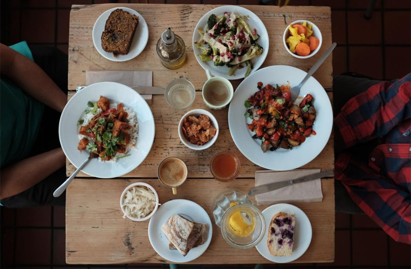 selection of food from gleaners cafe on table