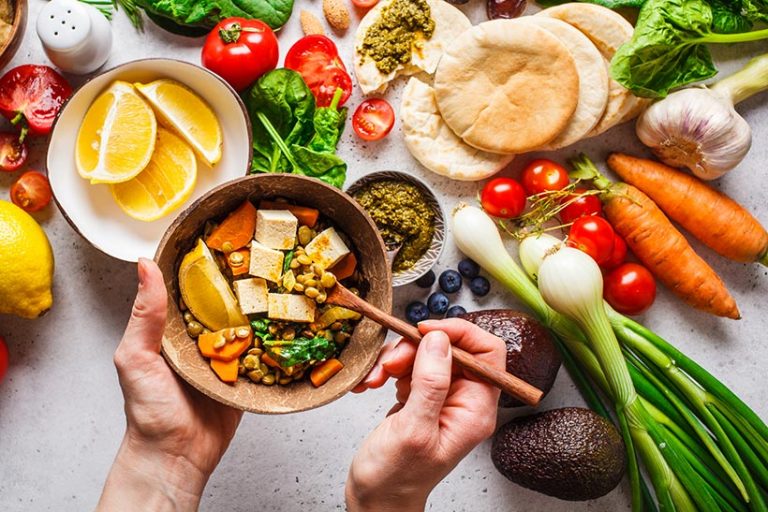 Plant-based foods include both wholefoods like fruits and vegetables, as well as processed foods like meat alternatives and readymade products. Image credit: vaaseenaa via Getty Images