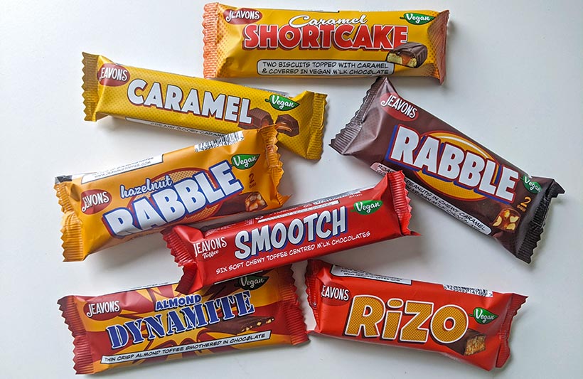 A selection of Jeavons' Vegan Chocolate Bars