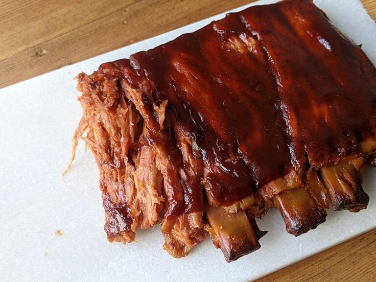 The meat is tender and falls off the 'bone' just like a real rack of ribs. Photo © Vegan Food & Living