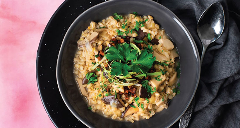 King Oyster Mushroom and Leek Pearl Barley Risotto 