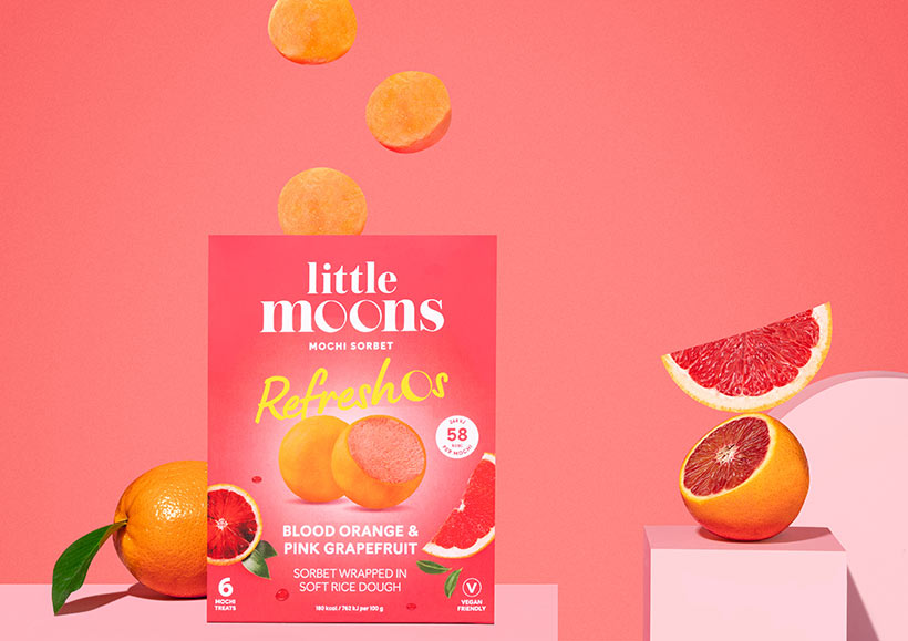 little moons orange and grapefruit refreshos mochi balls in pack