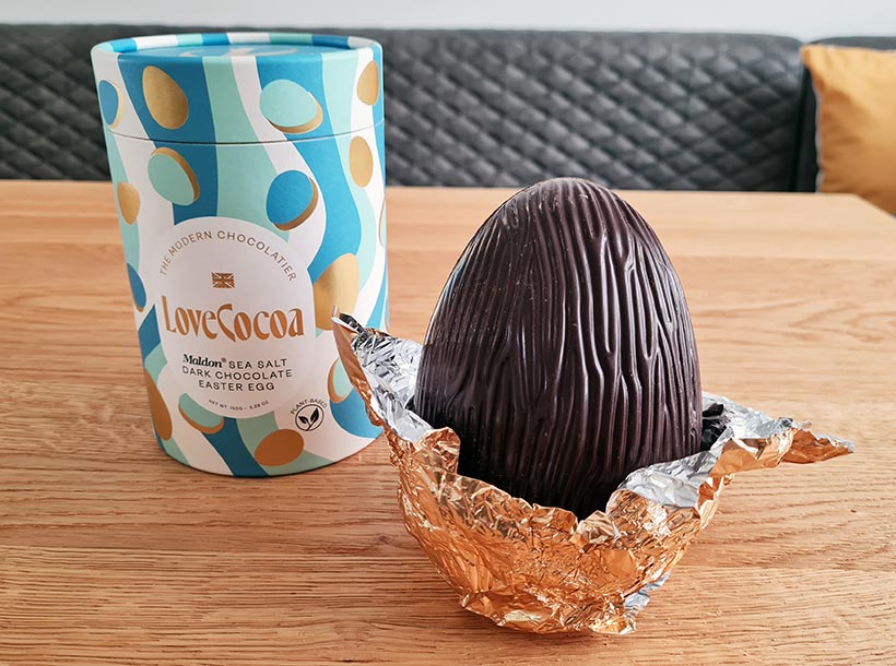 LoveCocoa Sea salt dark chocolate vegan easter egg