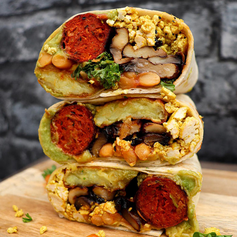 Mexican-Style Vegan Breakfast Burrito with Tofu Scramble