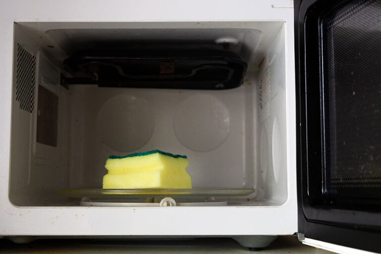 Remove bacteria from sponges by blasting them in the microwave for 2 minutes. Photo © ALEXEY via Adobe Stock