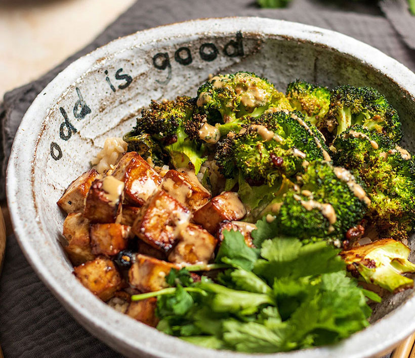 Miso-Roasted Broccoli & Tofu Buddha Bowl with Sesame Dressing