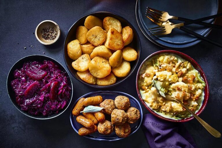 Take the stress out of the big day with M&S's Vegan Vegetable Selection box that has all the trimmings you need for a vegan roast dinner. Photo © M&S