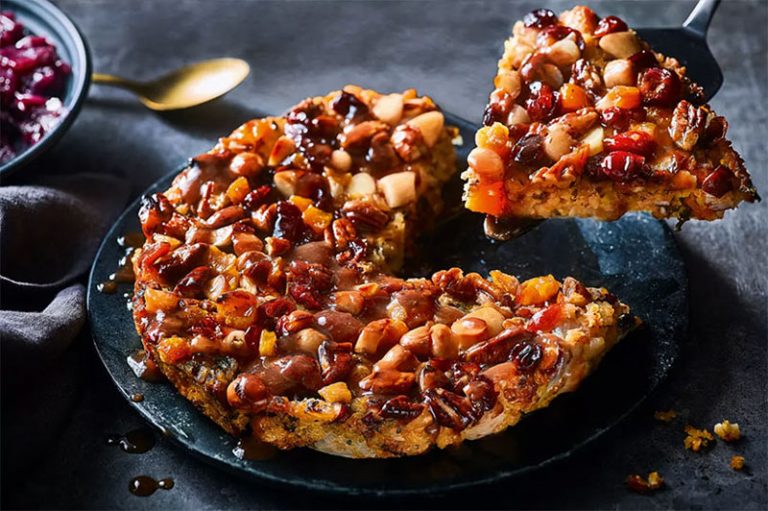 The Plant Kitchen Butternut, Almond & Pecan Vegan Nut Roast is a great option for those looking for a classic vegan Christmas dish. Photo © M&S