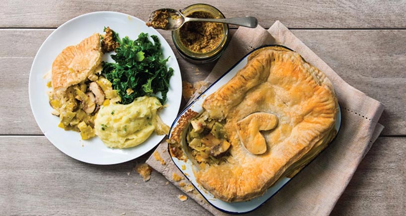  Mushroom, Leek and Smoked Tofu Pot Pie with Chive Mash