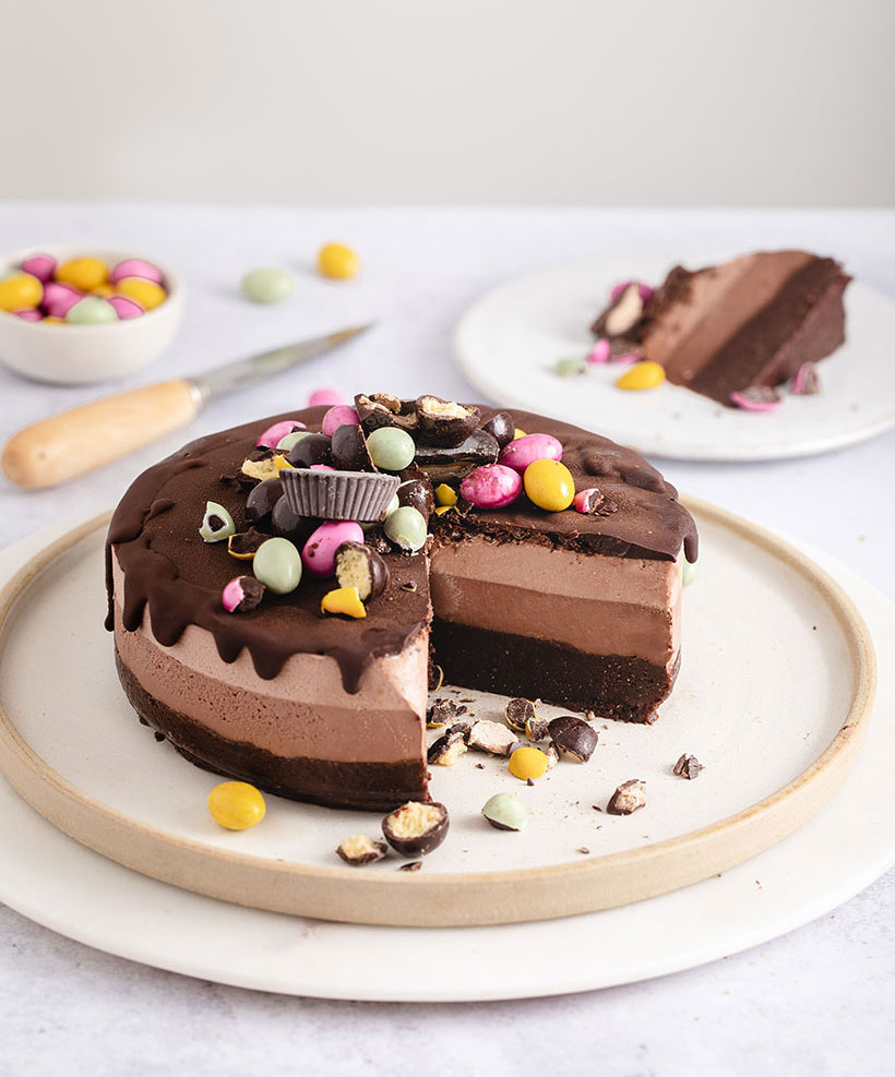 No-Bake Triple Layer Vegan Chocolate Cheesecake