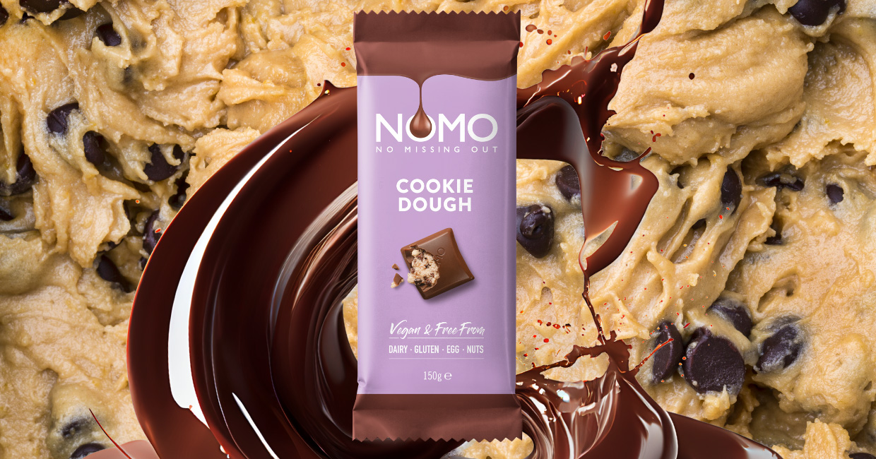 NOMO launches its ‘biggest’ vegan chocolate bar yet – the Cookie Dough block – in UK supermarkets