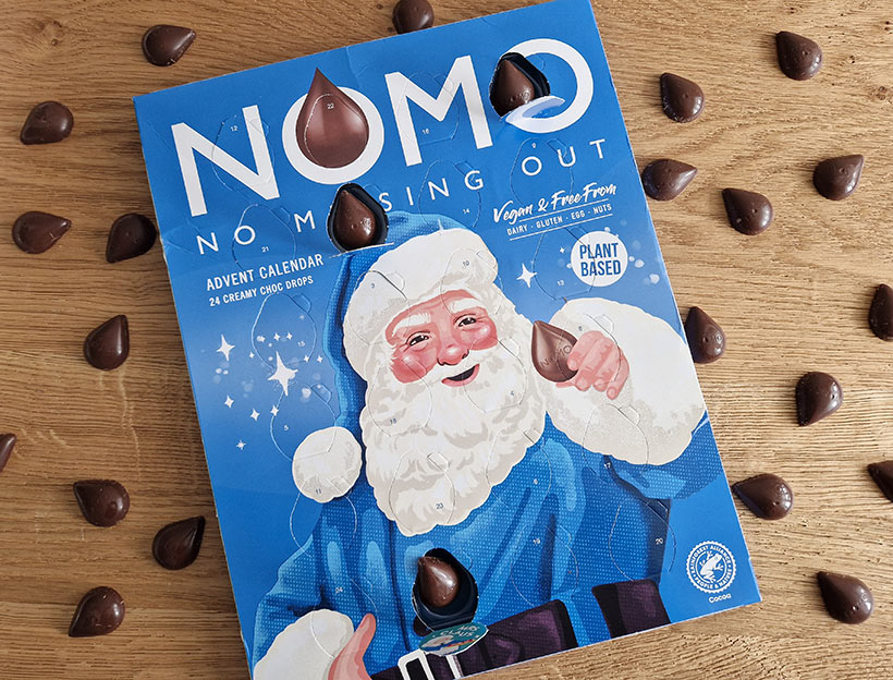 NOMO vegan advent calendar with Santa Claus image