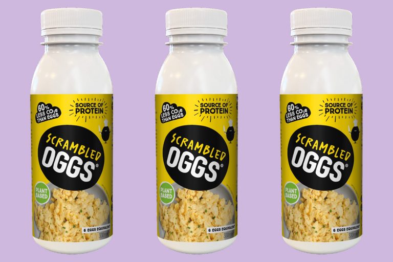 The new scrambled eggs from OGGS come in a bottle made from 100% recycled plastics.