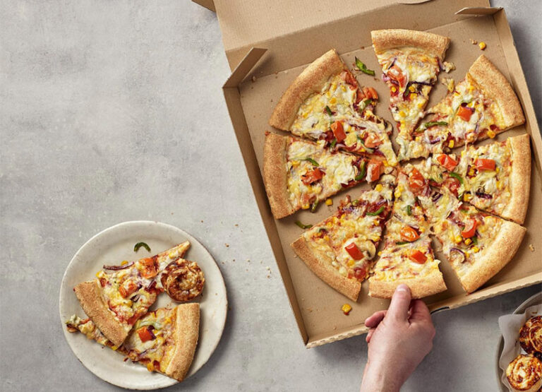 Many pizza chains will offer vegan pizzas to takeaway. Photo courtesy of @papajohnsuk via Instagram