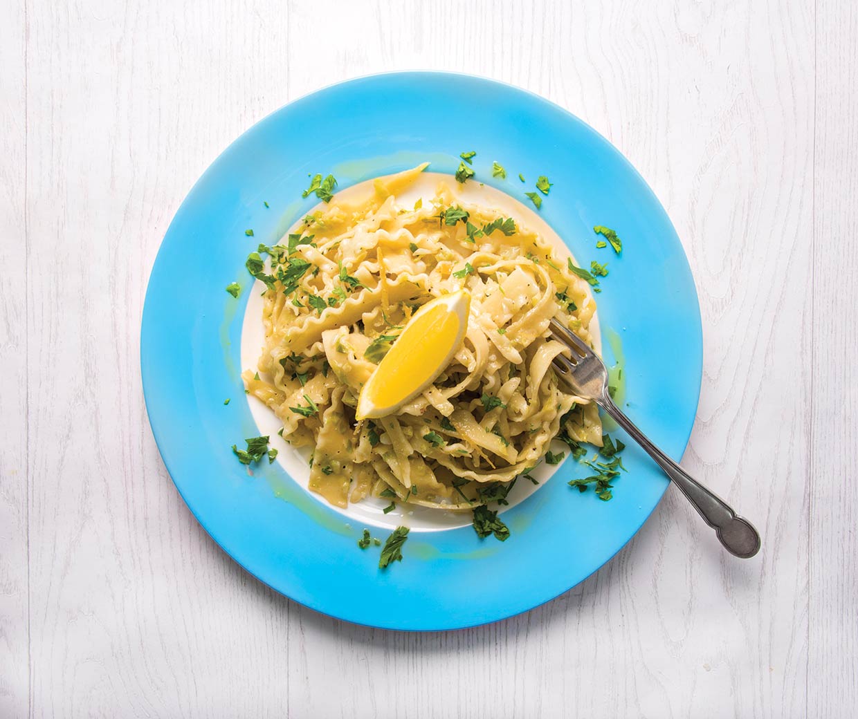 Vegan Pappardelle with Shredded Brussels Sprouts and Lemon