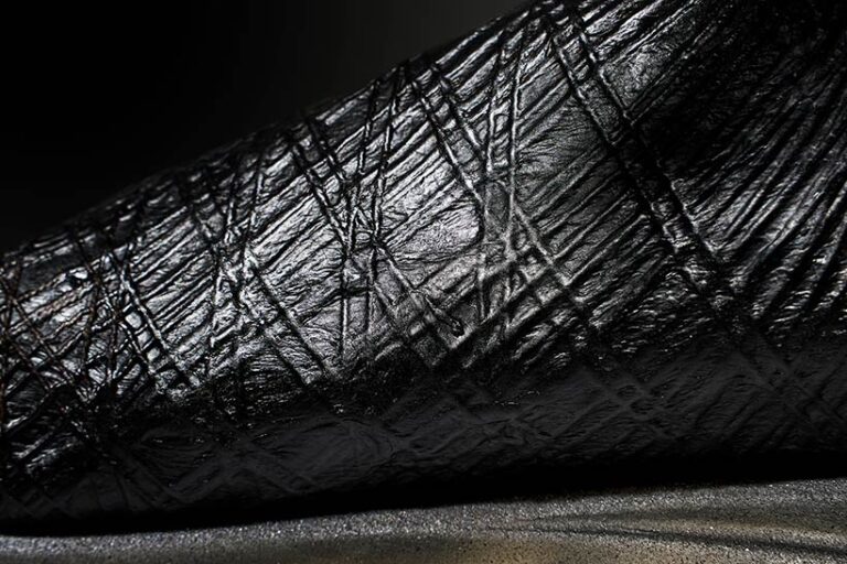 This black 'leather' shoe is just the beginning of a potential textile revolution caused by the new material. Photo © Ed Tritton for Imperial College London