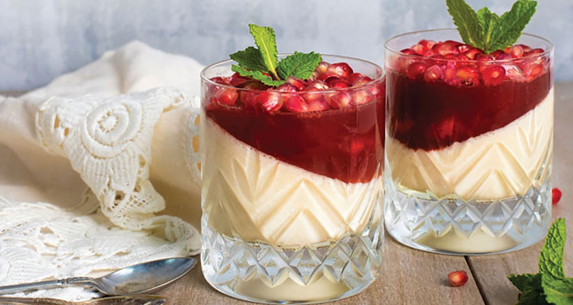 Pomegranate and Yoghurt Vegan Panna Cotta