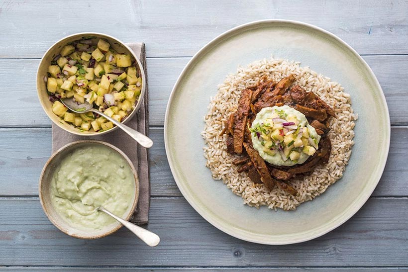 Pulled Seitan Vegan Pork with Pineapple Salsa