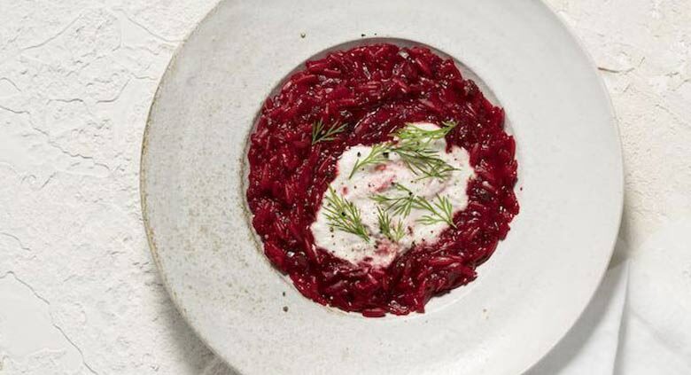 Beetroot orzo with dill