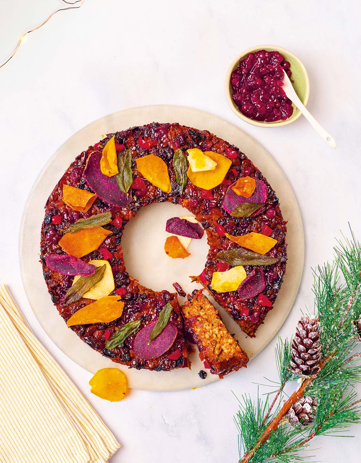 Rainbow Lentil Wreath with a Fruit Topping