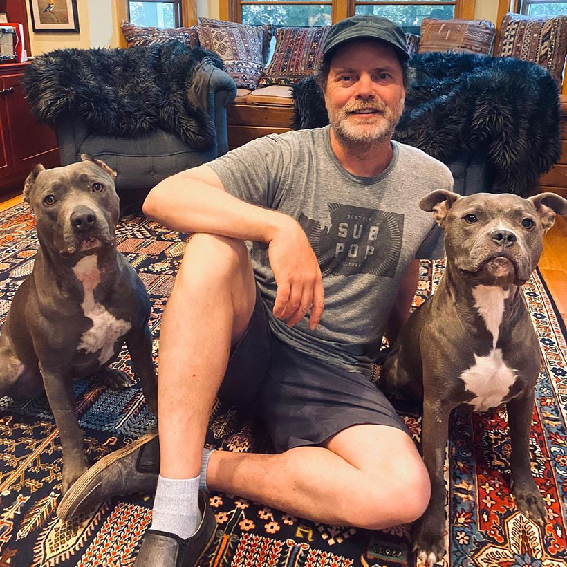 Rainn Wilson with his dogs 