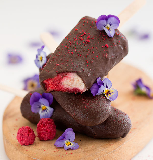 Raspberry Ripple Protein Popsicles