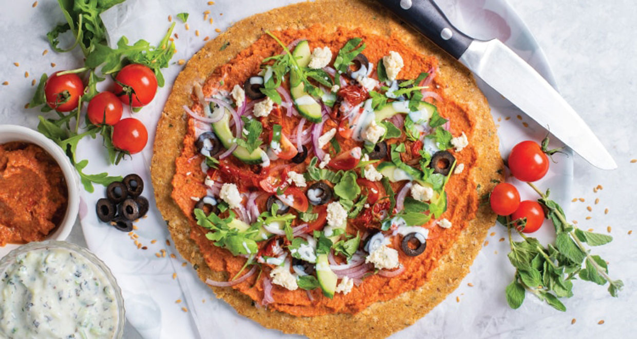 Raw Vegan Greek Salad Pizza